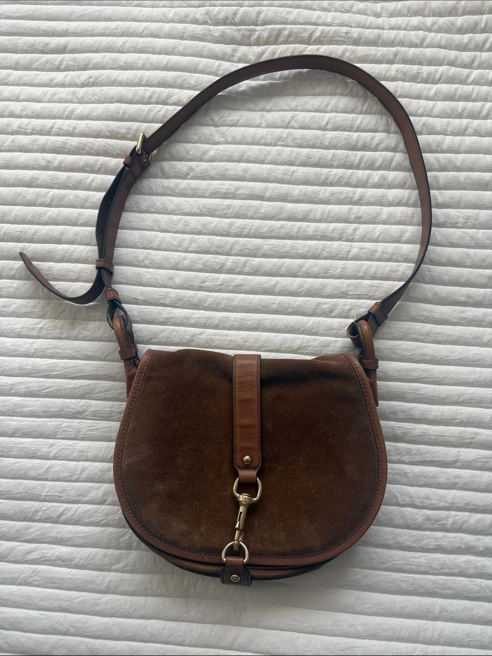 MICHAEL Michael Kors Brown Suede & Leather Crossbody Saddle Bag